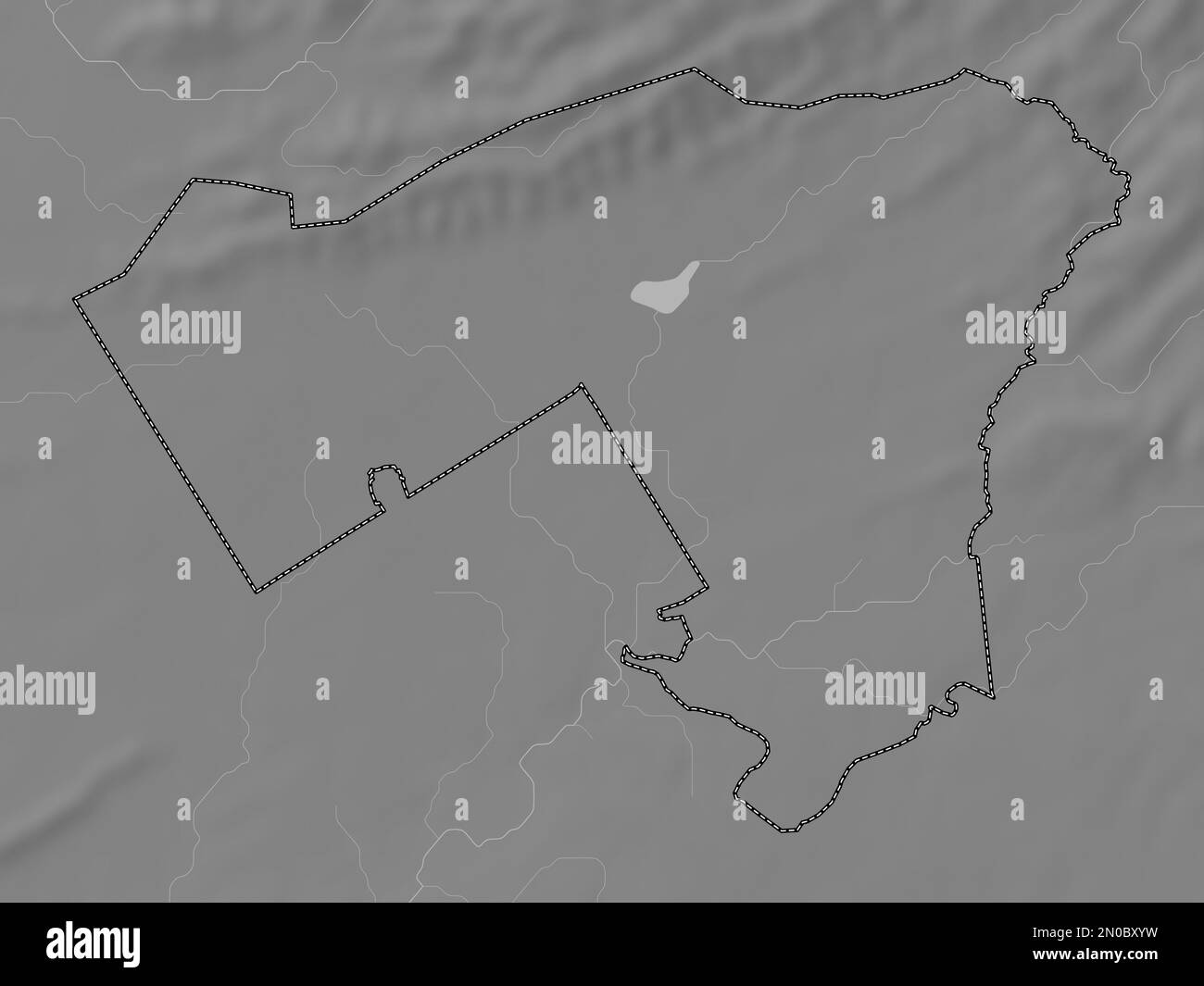 Islamabad Capital Territory, capital territory of Pakistan. Grayscale elevation map with lakes and rivers Stock Photo