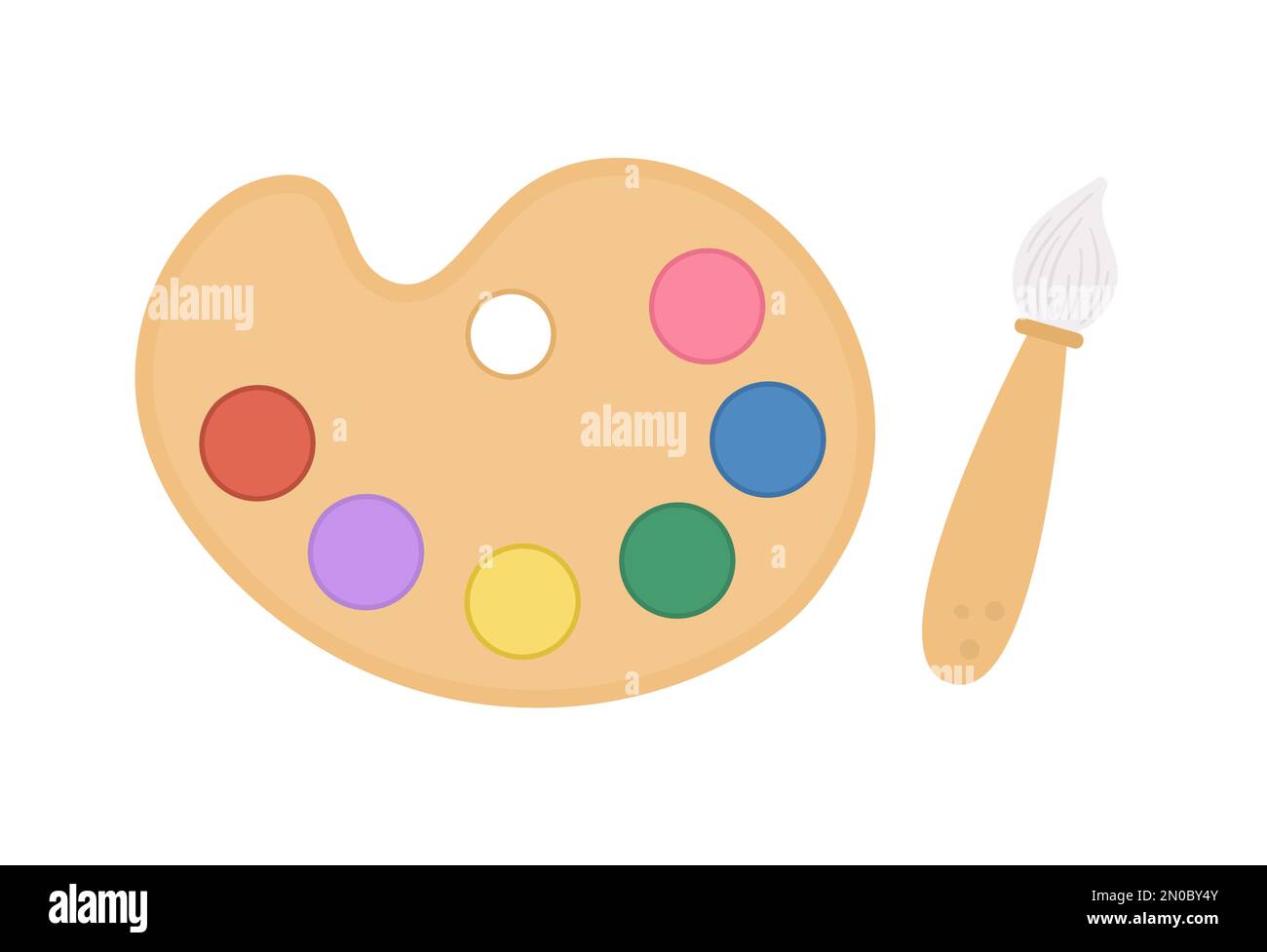 Artist palette icon with colored paints on white background