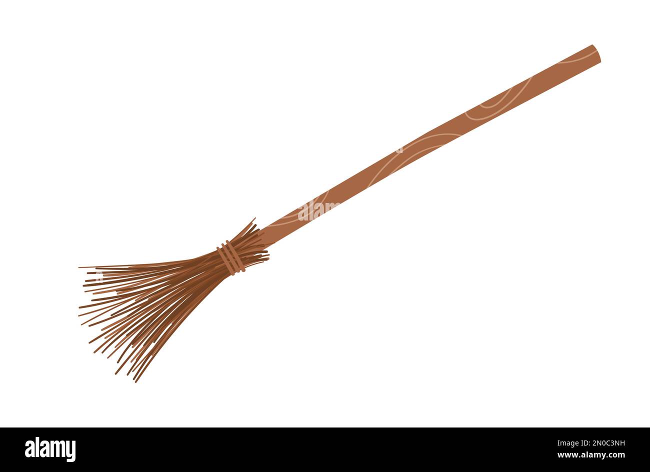 Cute vector broomstick. Halloween object icon. Autumn all saints eve illustration with witch