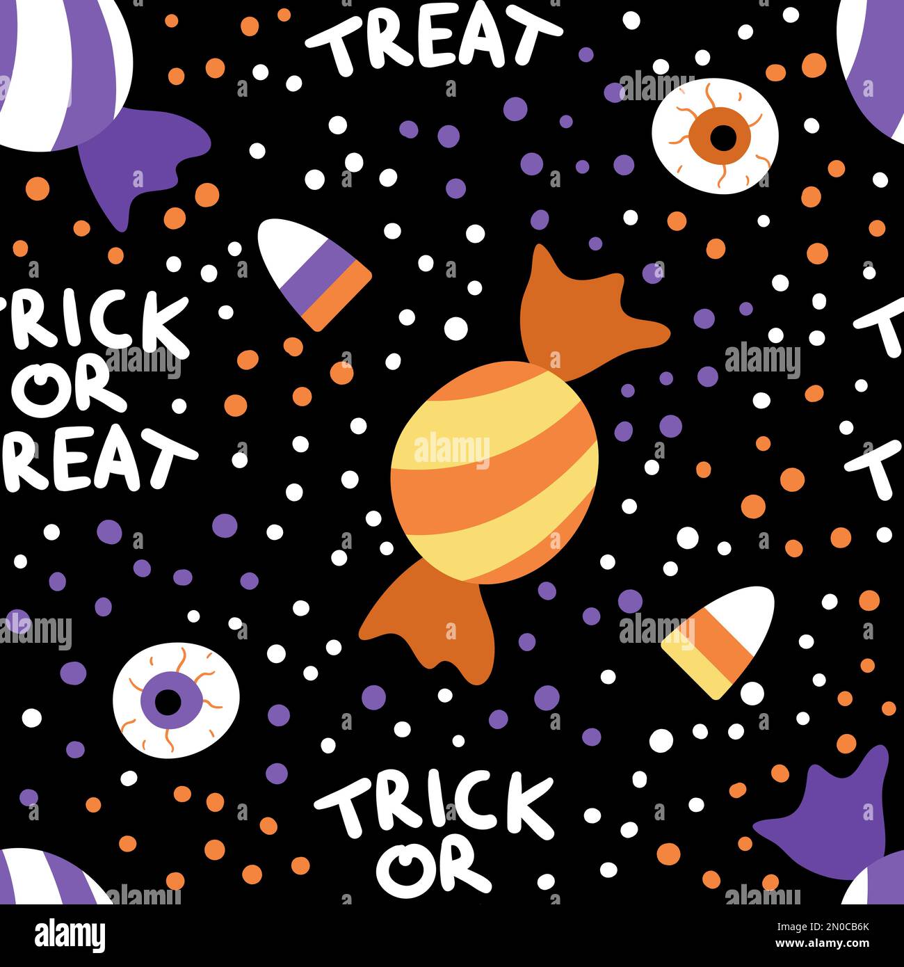 Vector seamless pattern with sweets for trick or treat game ...