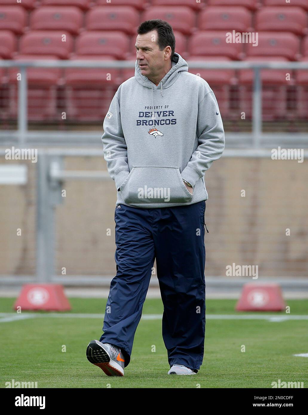 Denver Broncos head coach Gary Kubiak during an NFL football practice