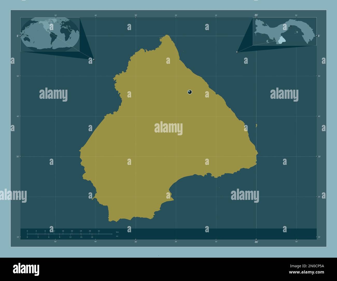 Satellite Location Map of Los Santos, highlighted country, within