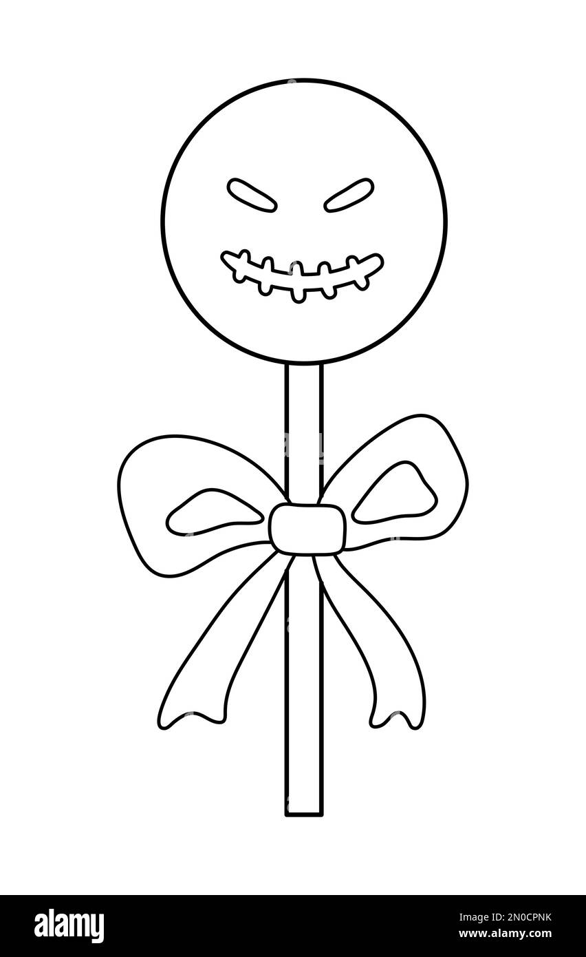 Vector black and white sweet for trick or treat game. Scary ghost like ...