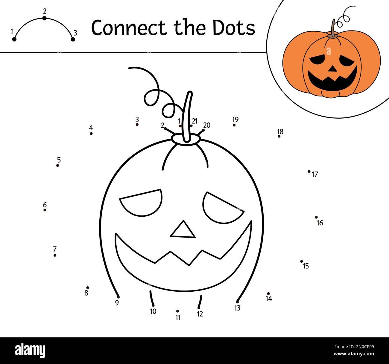 Vector Halloween Dot to dot And Color Activity With Cute Pumpkin Vector Halloween Dot to dot And Color Activity With Cute Pumpkin