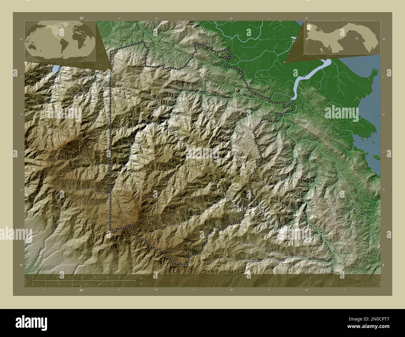 Naso Tjer Di Comarca, province of Panama. Elevation map colored in wiki ...