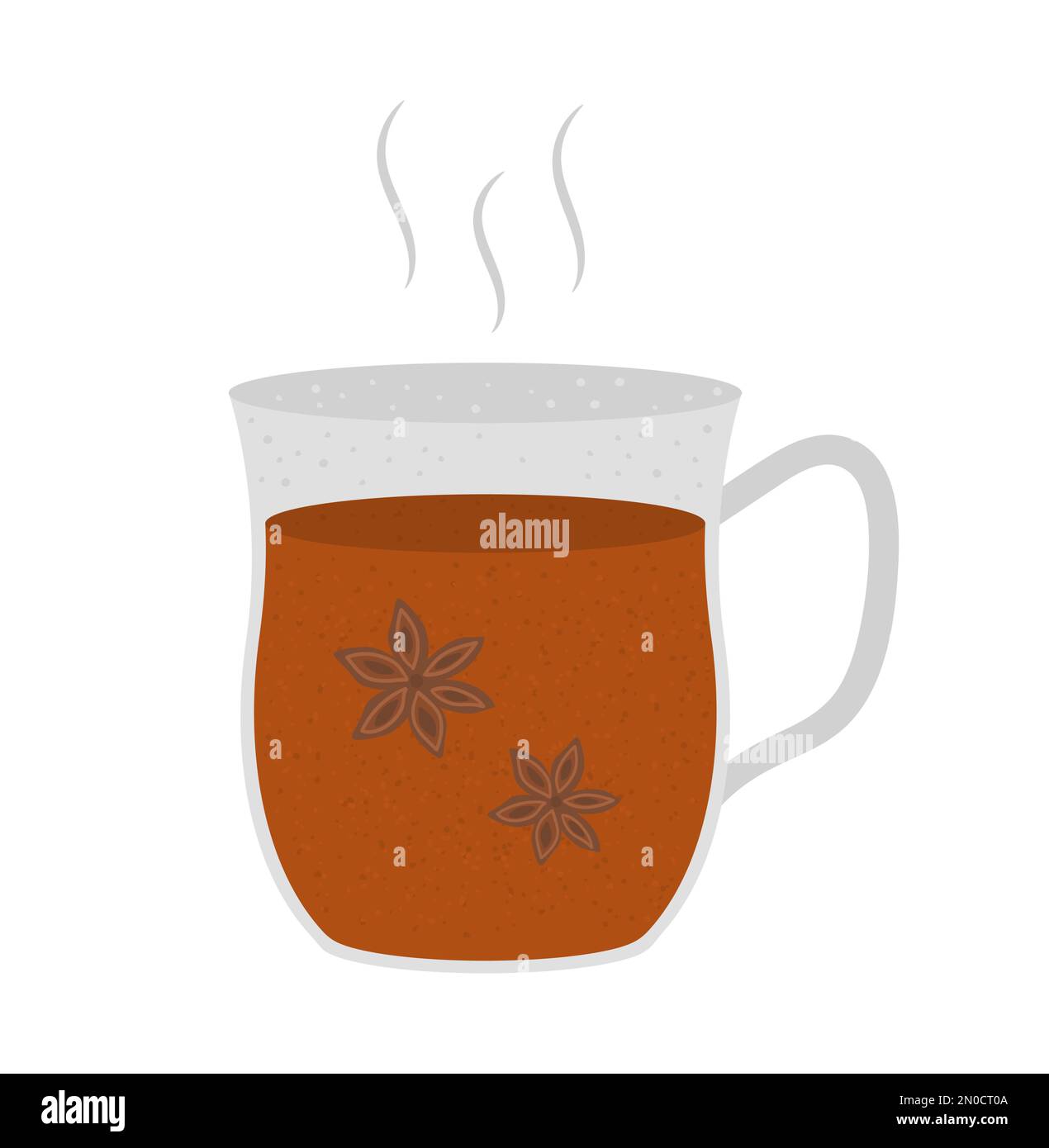 Vector cup with spiced tea and anise. Winter traditional drink