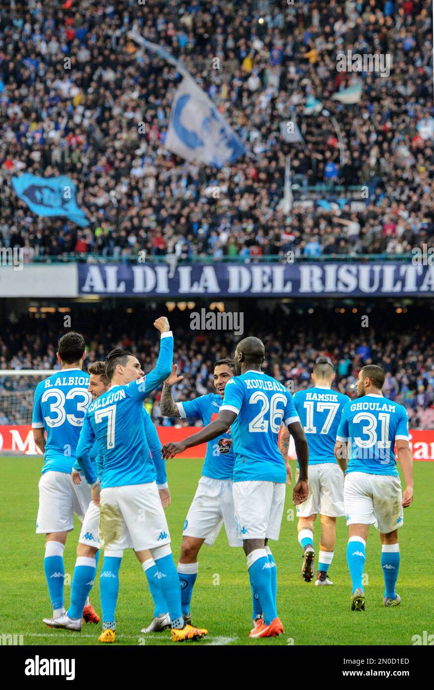 Napoli's José María Callejón celebrates after scoring during a Serie A ...