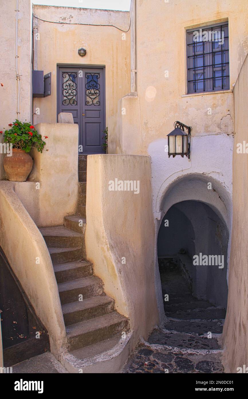 narrow alley and staircase entrance Stock Photo