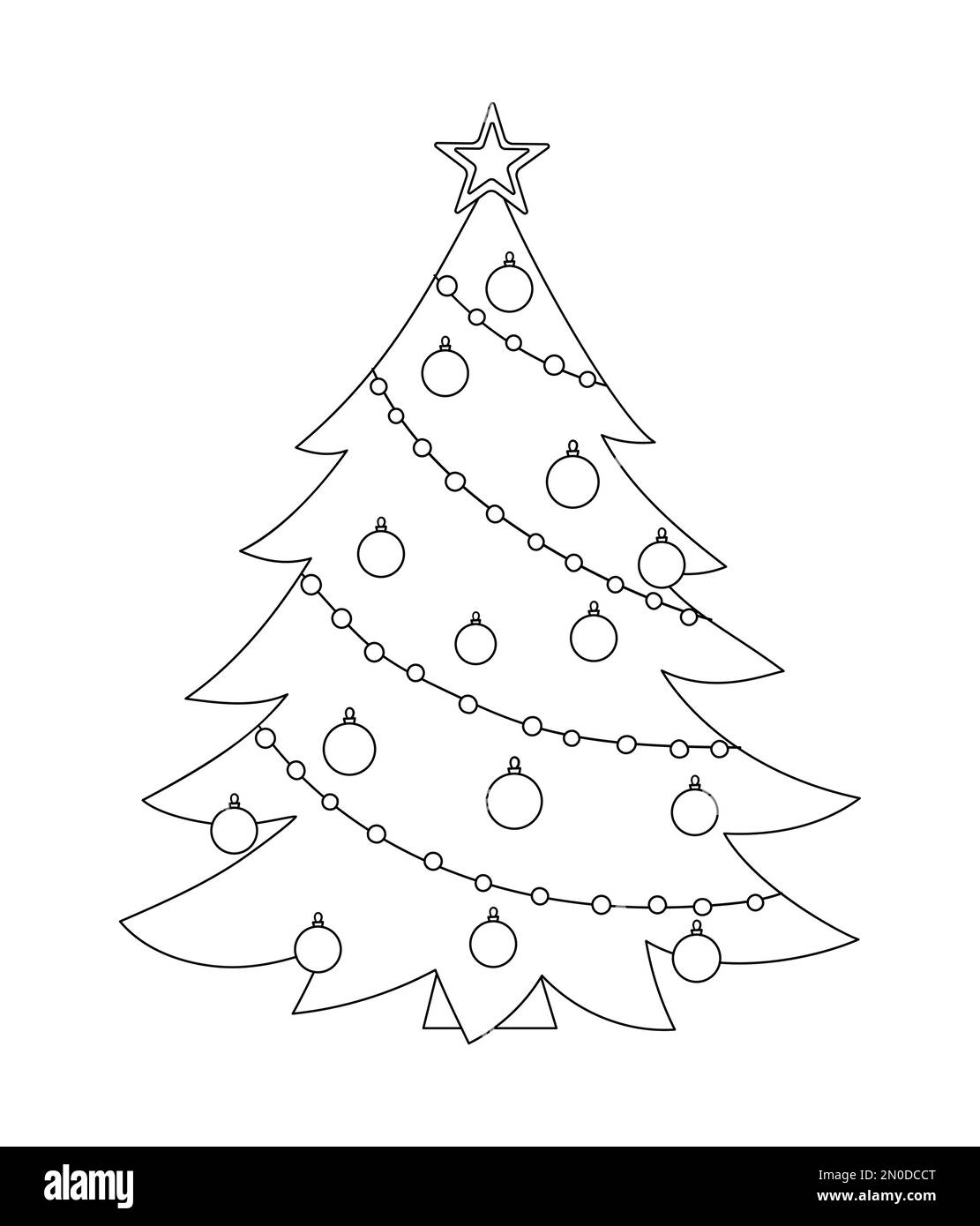 Vector black and white decorated Christmas tree isolated on white ...