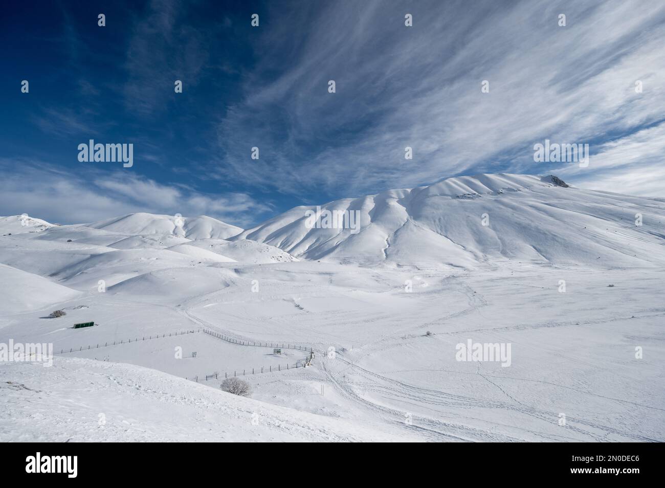 Italy, February 2023: Breathtaking view of the snowy landscape around ...