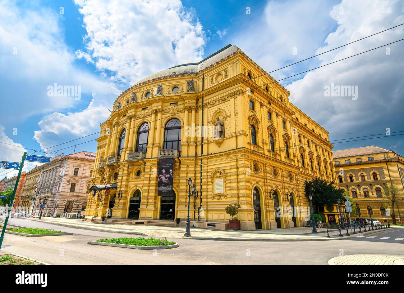 Szeged, Hungary. The National Theatre of Szeged is the main theatre of Szeged, Hungary. It was built in 1883 in Eclectic and Neo-baroque style. Stock Photo
