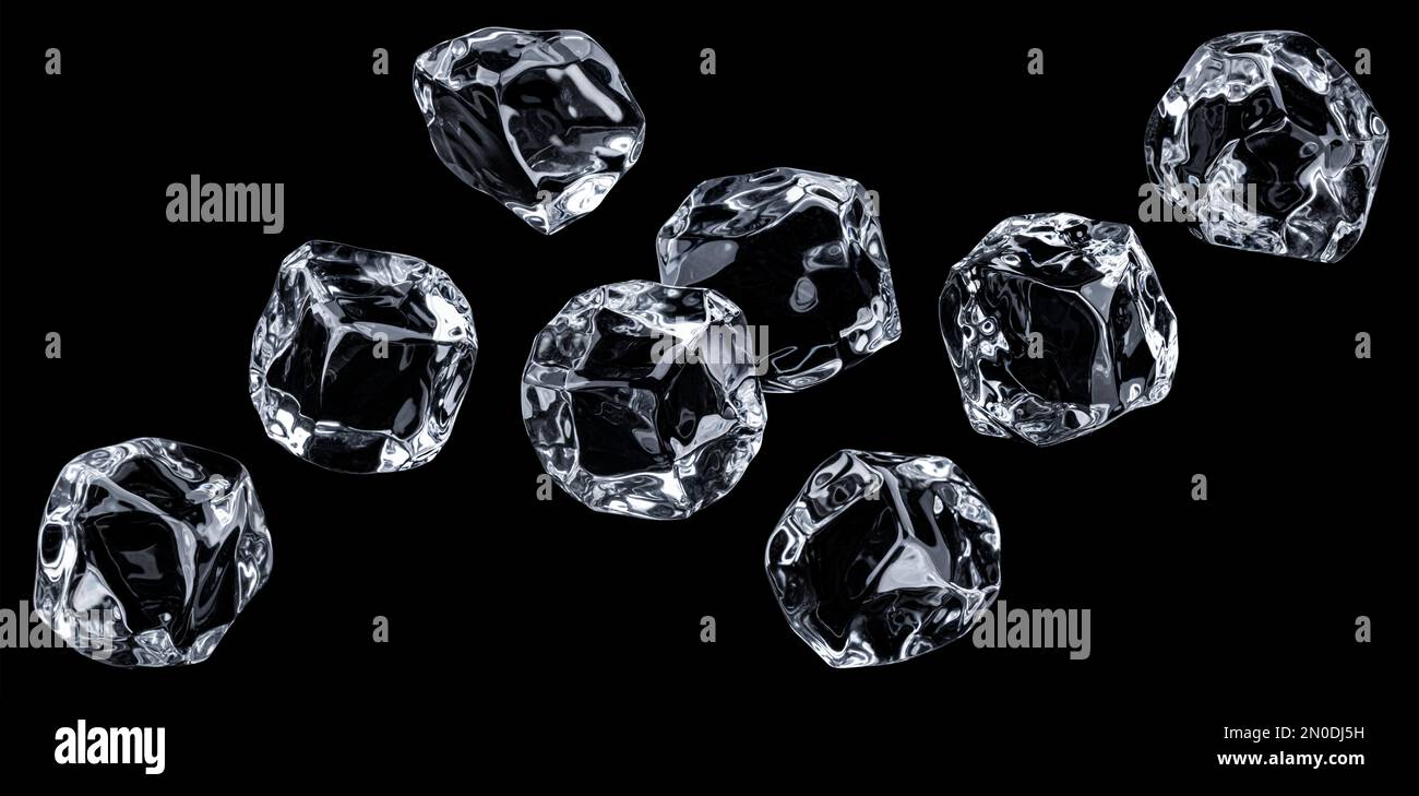 Ice cubes isolated on black background Stock Photo - Alamy