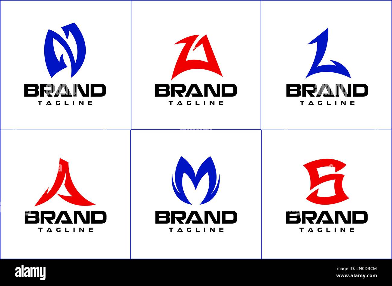 Cool letter logo design vector collection. N U L A M S logo design graphic. Stock Vector