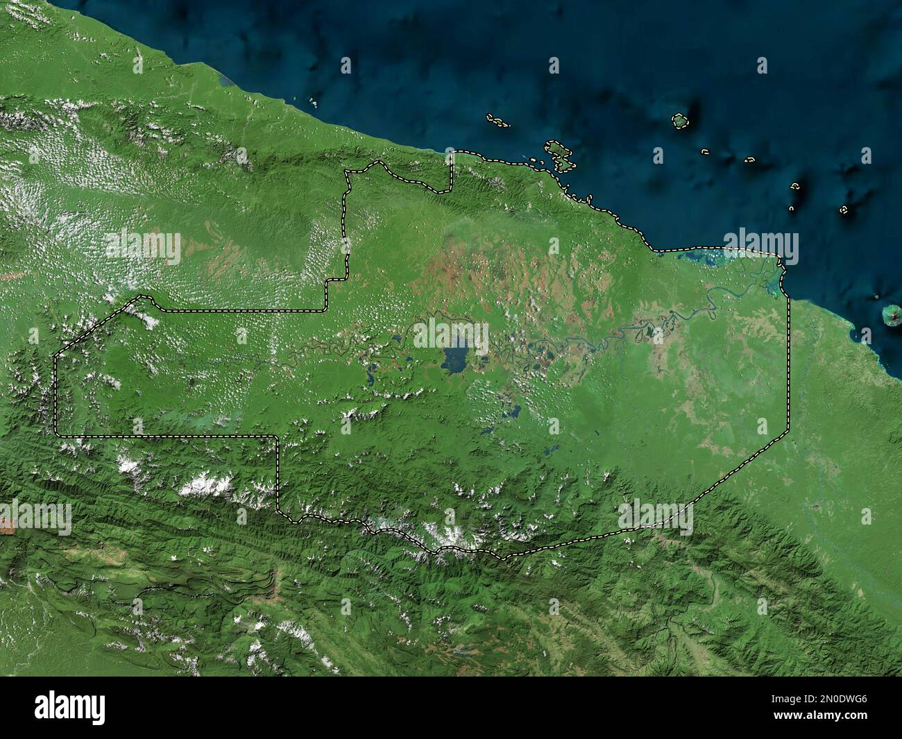 East Sepik, province of Papua New Guinea. High resolution satellite map Stock Photo