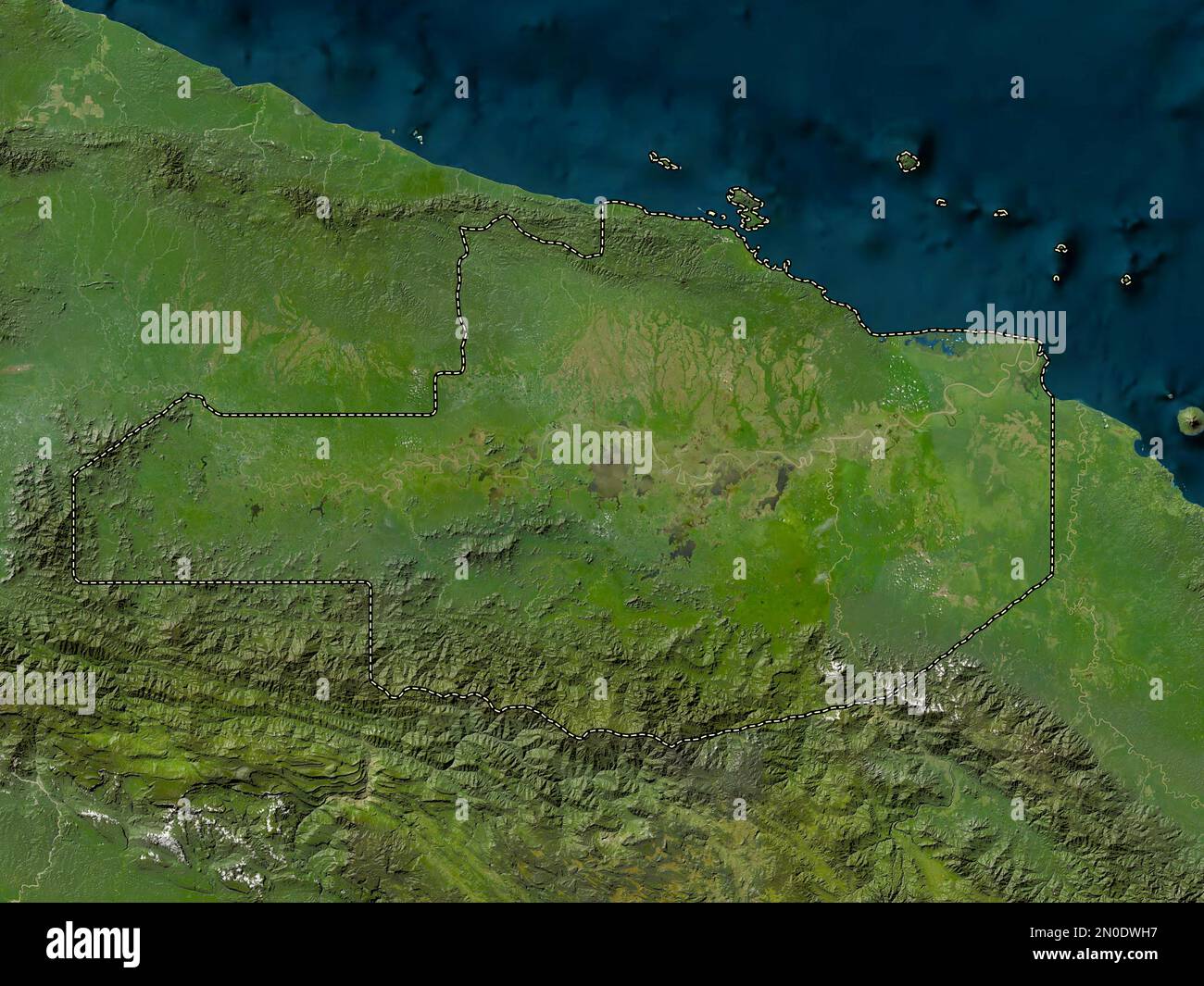 East Sepik, province of Papua New Guinea. Low resolution satellite map Stock Photo