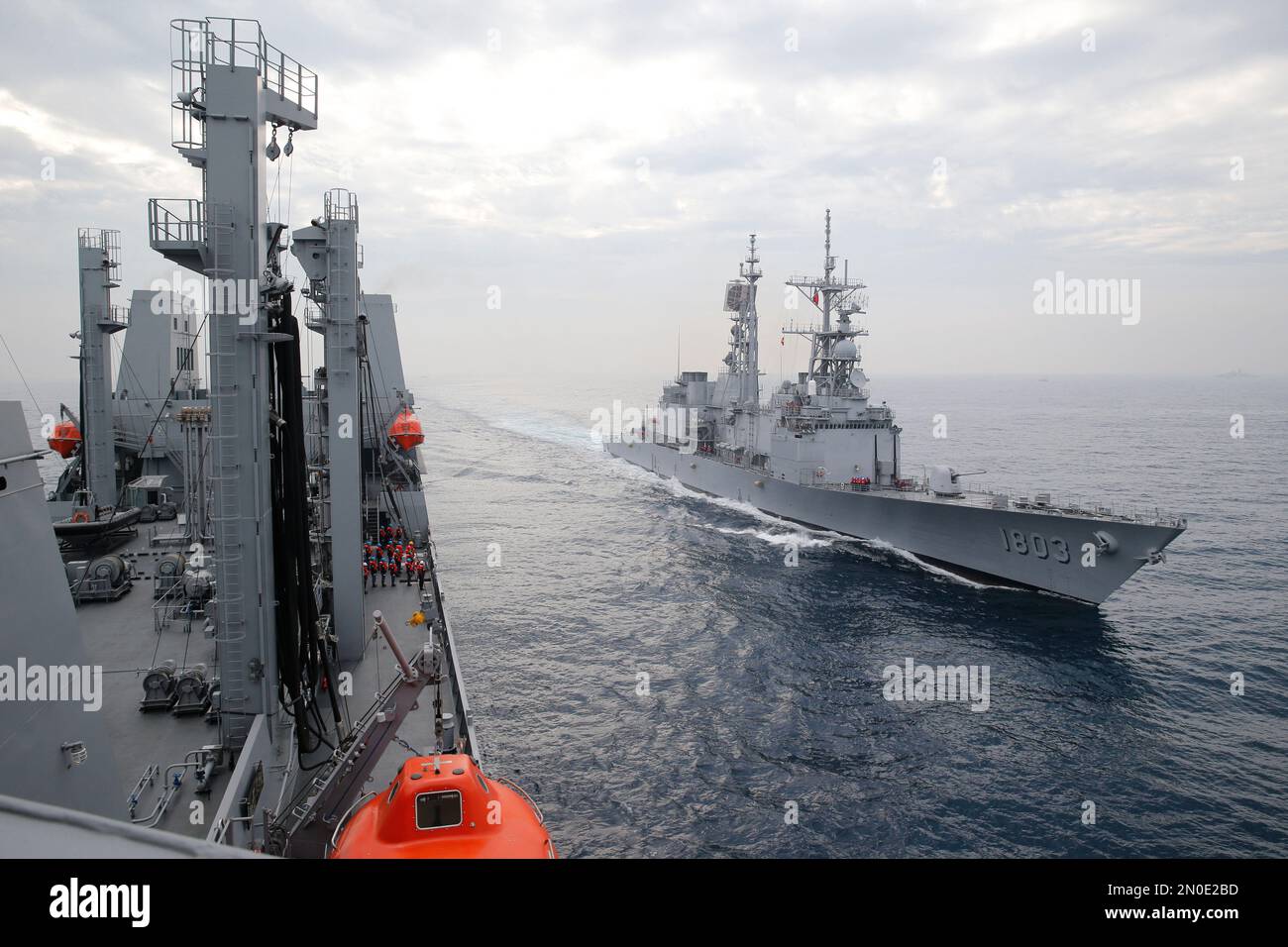 Kidd class destroyer A KIDD class destroyer, right, moves up along side a supply ship in the  waters off Kaohsiung, Taiwan, Wednesday, Jan. 27, 2016. (AP Photo/Wally  Santana Stock Photo - Alamy
