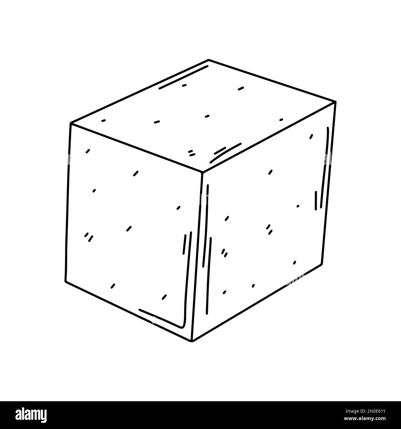 Cube in hand drawn doodle style. Isolated on white background Stock