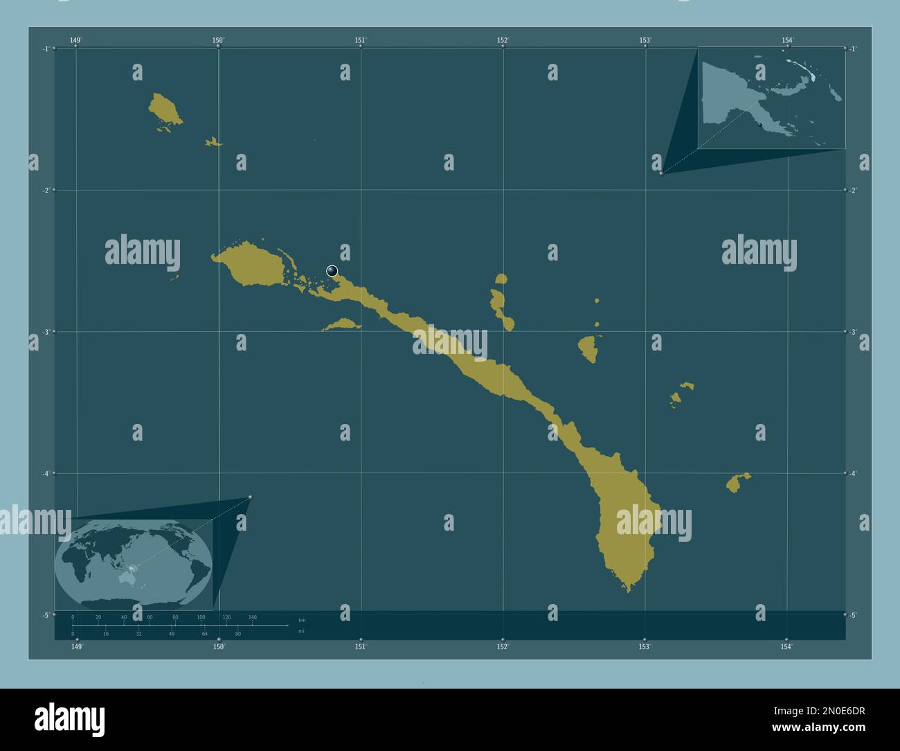 New Ireland, province of Papua New Guinea. Solid color shape. Corner
