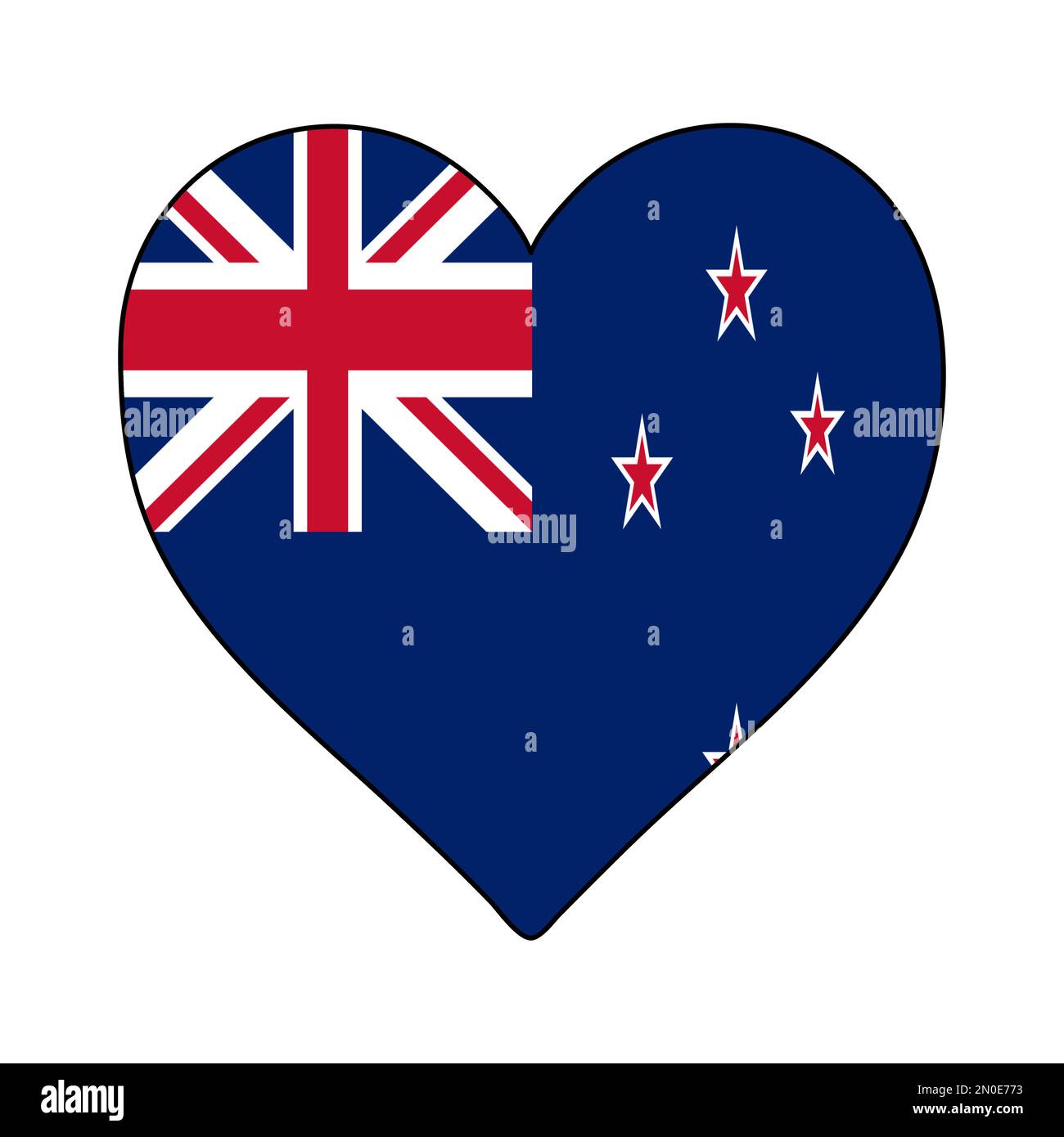 New Zealand Heart Shape Flag. Love New Zealand. Visit New Zealand