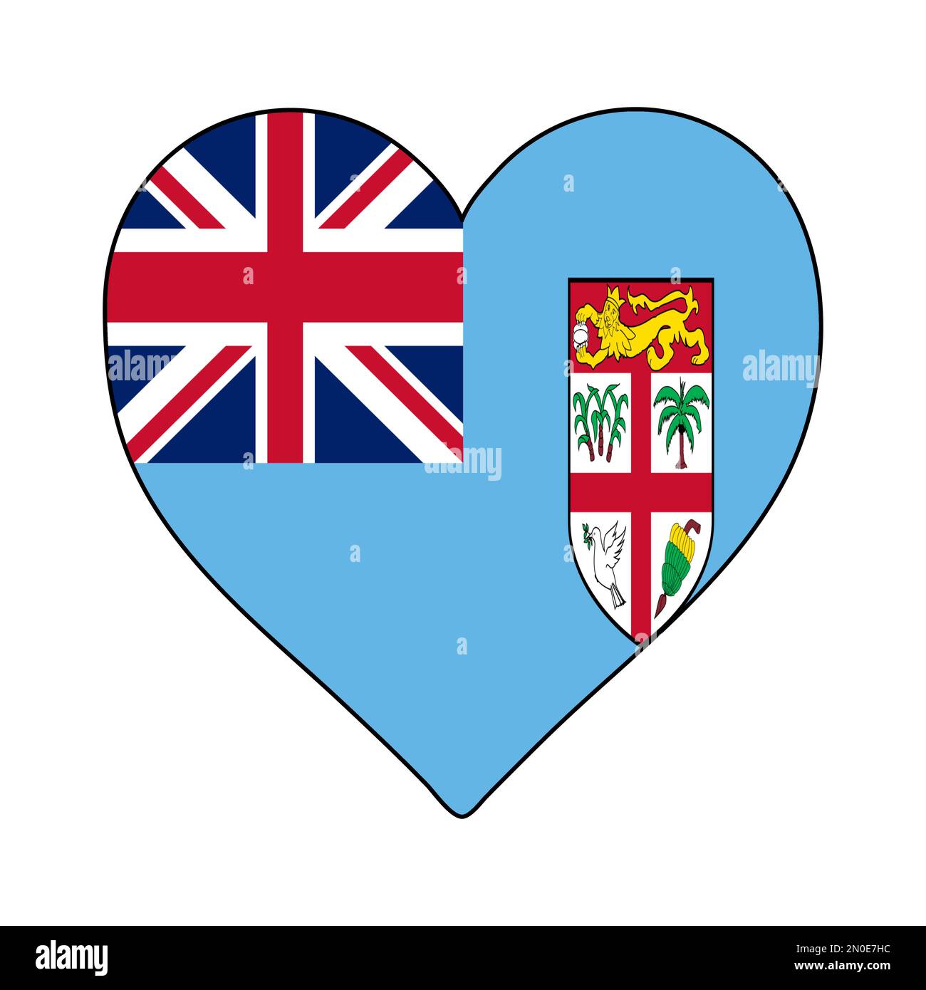 Fiji Heart Shape Flag. Love Fiji. Visit Fiji. Vector Illustration Graphic Design. Stock Vector