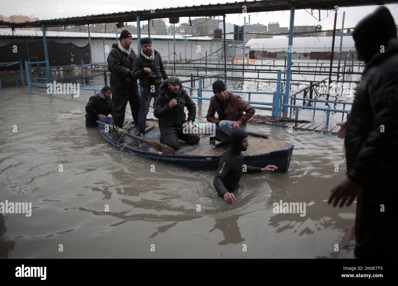 Palestinian rescue services use a floating device to try to salvage