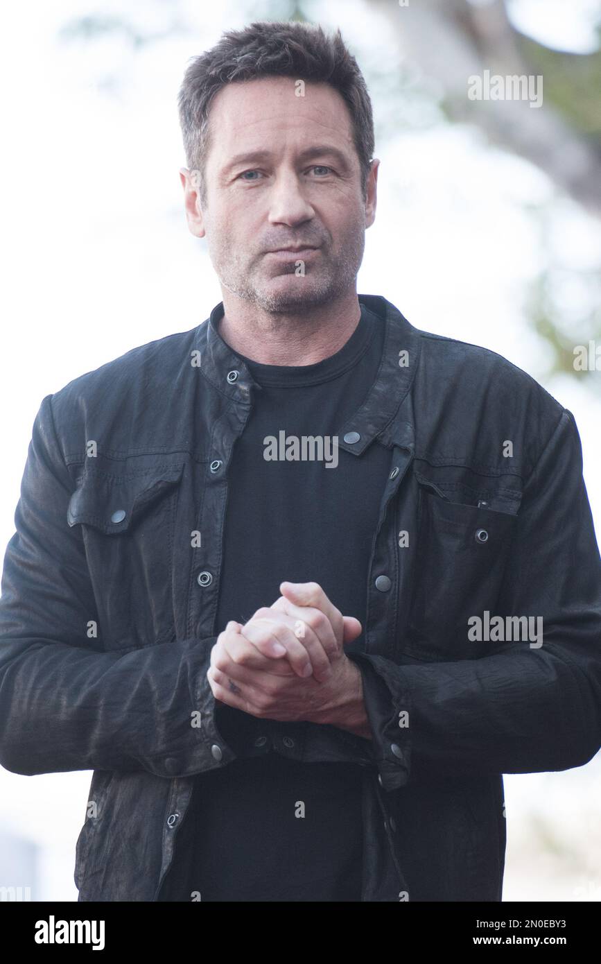 Actor David Duchovny attends a ceremony honoring him with a star on the Hollywood Walk of Fame