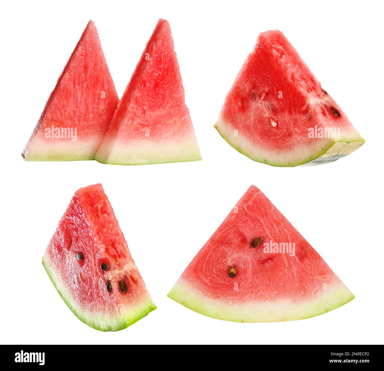 Set of fresh watermelon slices on white background Stock Photo - Alamy