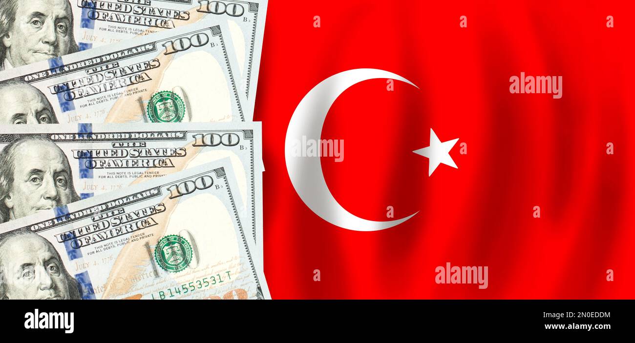 Dollars on flag of Turkey, Turkish finance, subsidies, social support