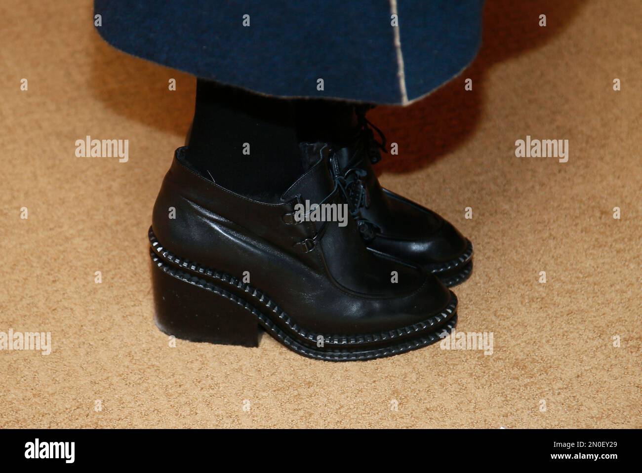 The shoes of actress Riley Keough are seen at the premiere of the Starz