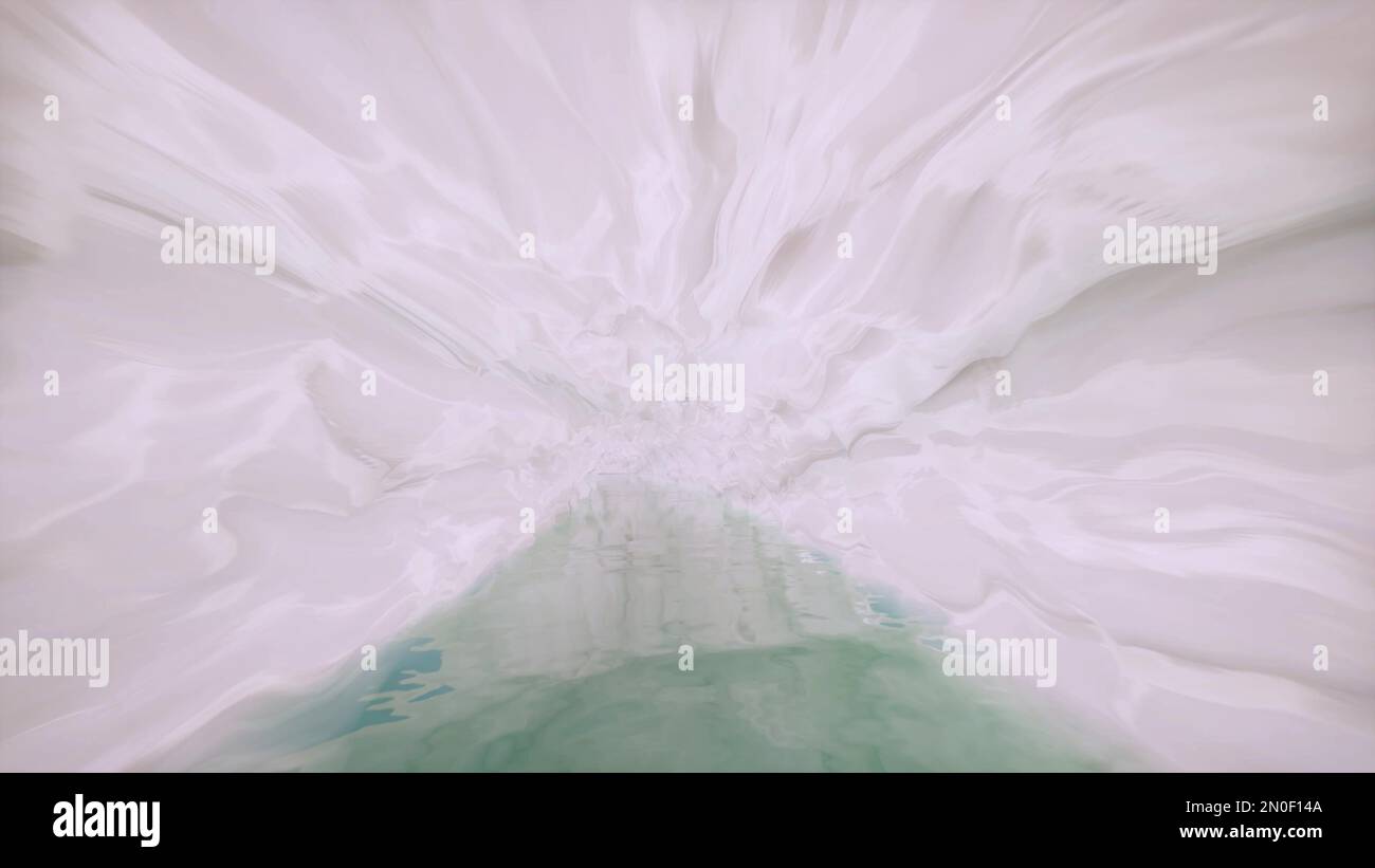 Long Ice Cave tunnel with underground river 3d render Stock Photo - Alamy