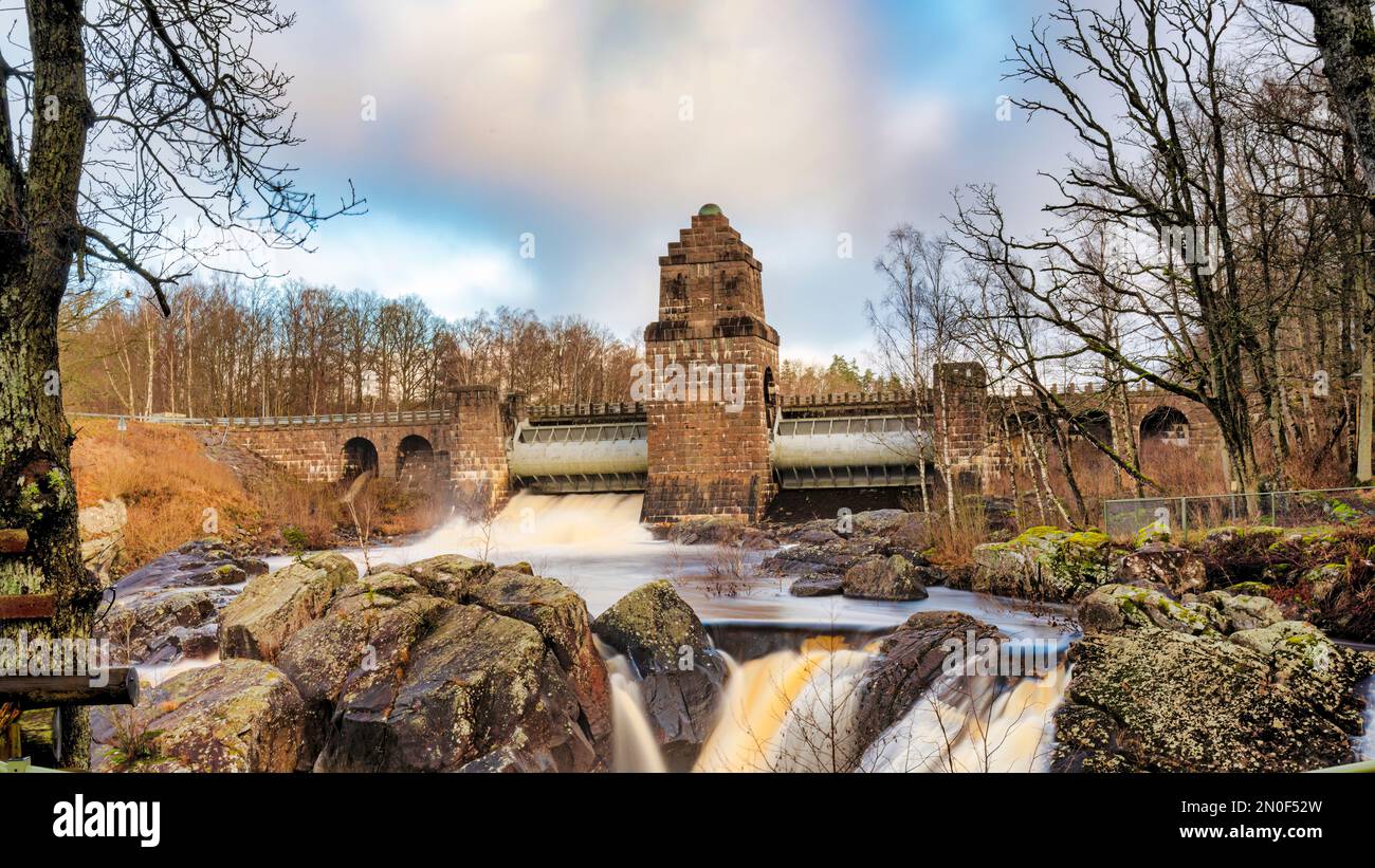 The Karsefors hydro electric power station near Laholm in the Halland region of Sweden. Stock Photo