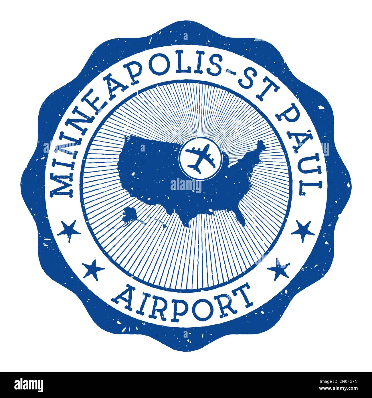 Minneapolis St Paul Airport stamp - Minneapolis St Paul Airport Stamp Airport Of Minneapolis Round Logo With Location On United States Map Marked By Airplane Vector Illustration 2N0FG7N 