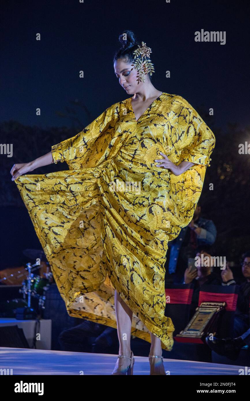 Kolkata, West Bengal, India. 5th Feb, 2023. The Alumni Association of The Government College of Engineering and Ceramic Technology, formerly known as College of Ceramic Technology has organized a fashion show at Novotel Hotel, where the Spring Summer 2023 collection of AABROO by Arnab Sengupta (fashion designer) has been showcased by the leading models of Kolkata. (Credit Image: © Amlan Biswas/Pacific Press via ZUMA Press Wire) EDITORIAL USAGE ONLY! Not for Commercial USAGE! Stock Photo