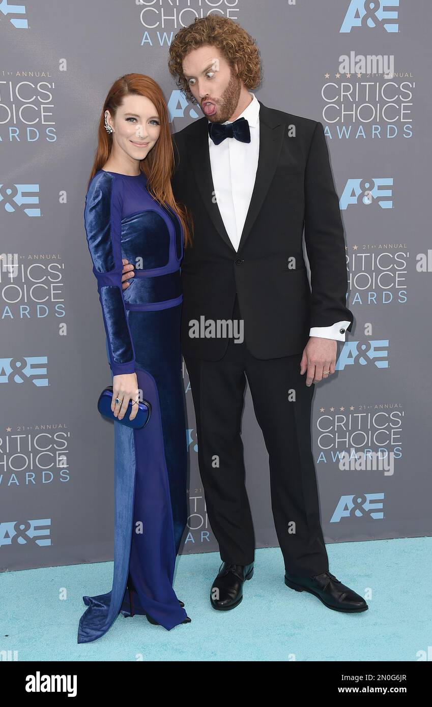 Kate Gorney, left, and T. J. Miller arrive at the 21st annual Critics