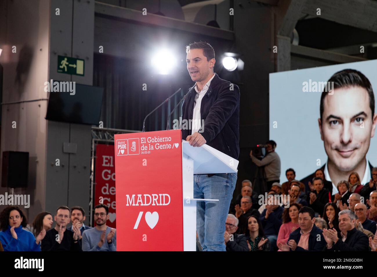 Juan Lobato. Candidate for the presidency of the Community of Madrid. Juan Lobato in an act of the Spanish Socialist Workers Group (PSOE). MADRID Stock Photo