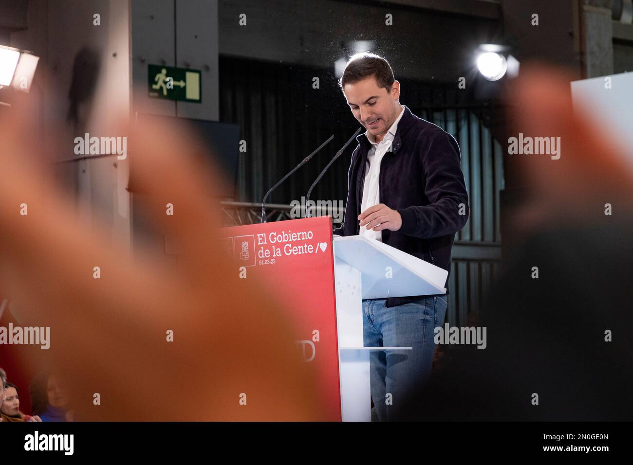 Juan Lobato. Candidate for the presidency of the Community of Madrid. Juan Lobato in an act of the Spanish Socialist Workers Group (PSOE). MADRID Stock Photo