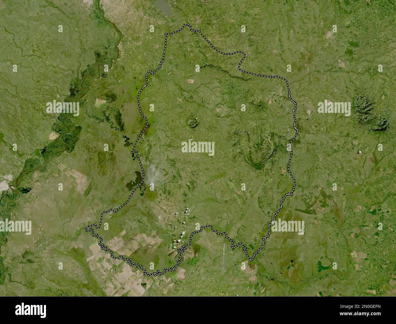 Paraguari, department of Paraguay. Low resolution satellite map Stock Photo