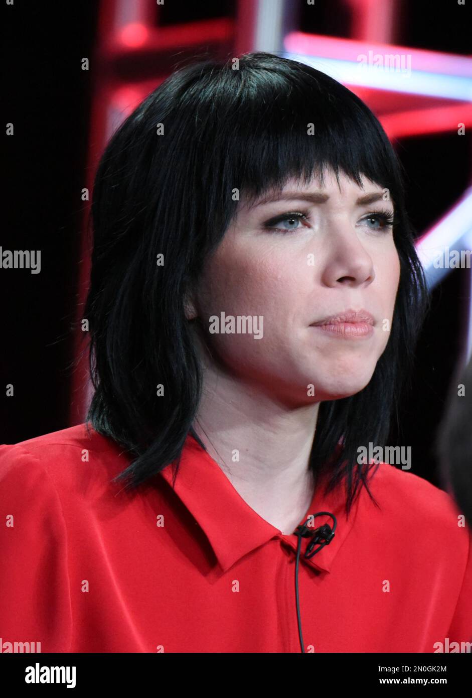 Carly Rae Jepsen participates in a panel for "Grease Live" at the Fox Winter TCA on Friday, Jan