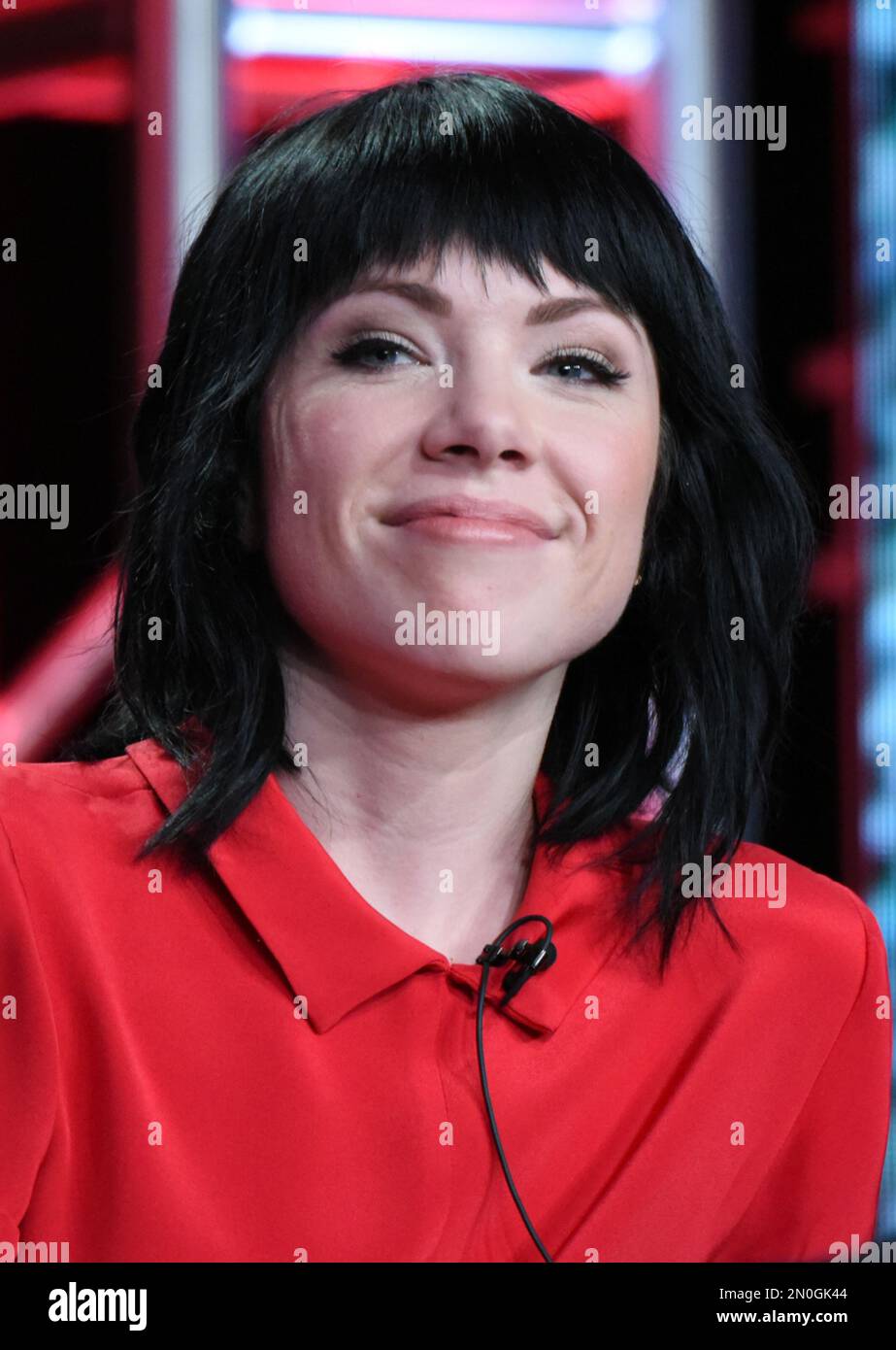 Carly Rae Jepsen participates in a panel for "Grease Live" at the Fox Winter TCA on Friday, Jan