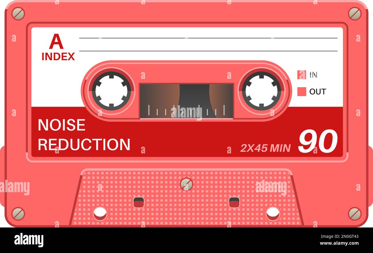 Cassette template. Retro media production tape side Stock Vector Image