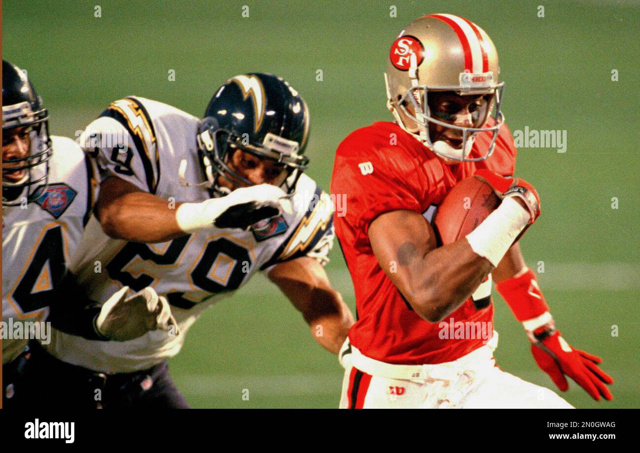 Deion Sanders competing for the San Francisco 49ers at the 1995 Superbowl  Stock Photo - Alamy