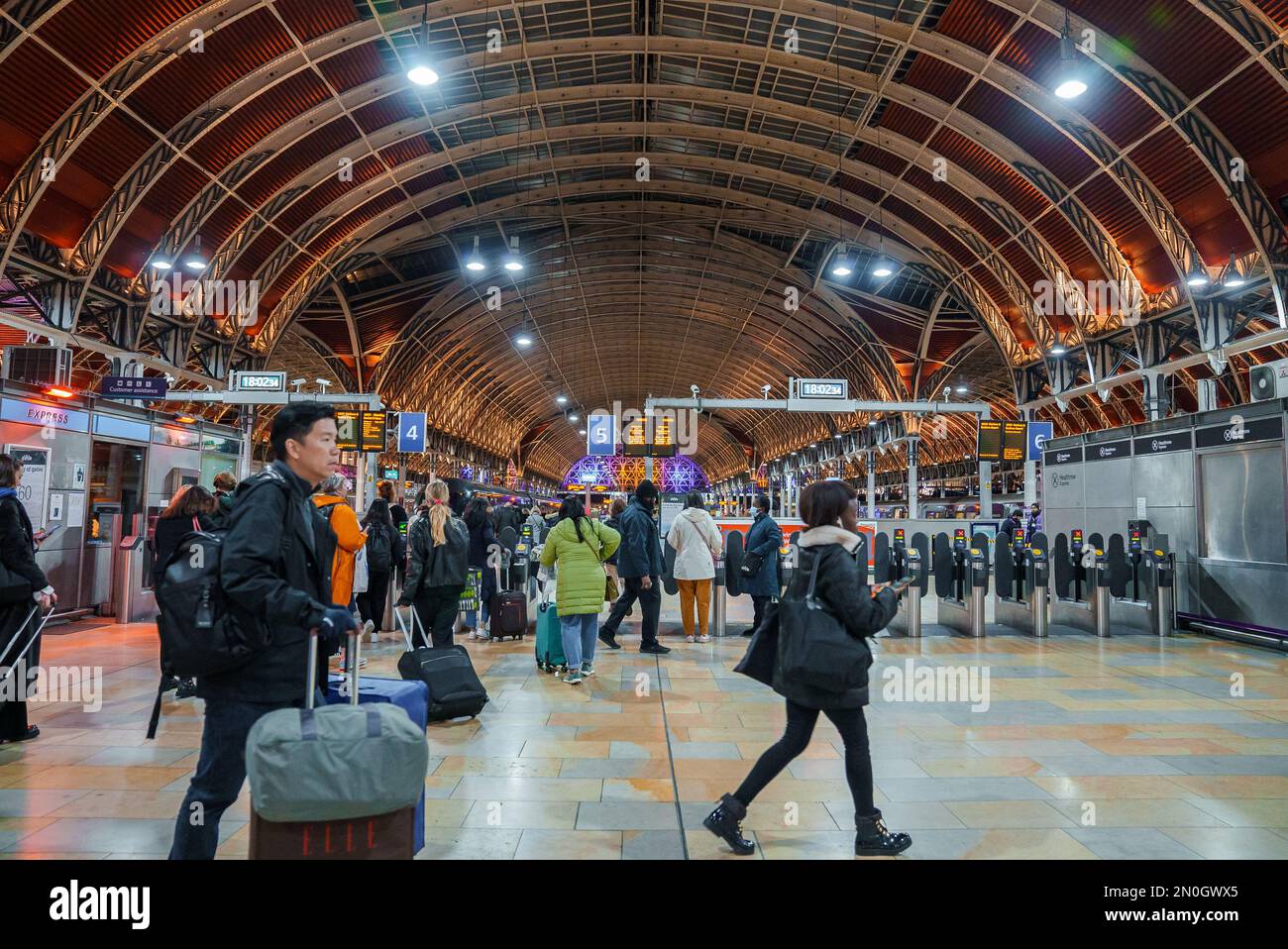 Paddington Station is one of London's busiest and most important rail transport hubs Stock Photo