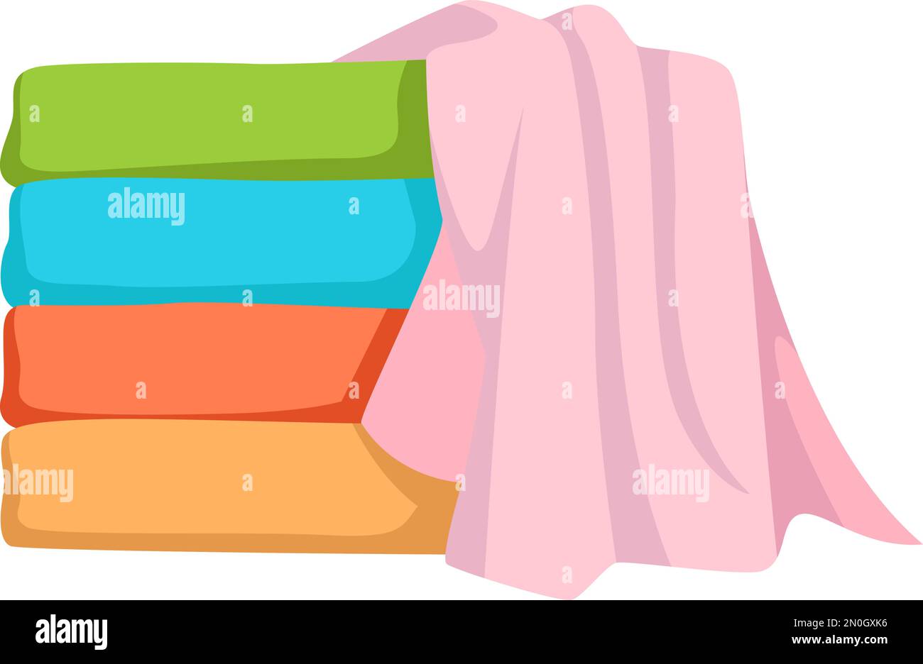 Color clothes stack. Folded towels cartoon icon Stock Vector Image