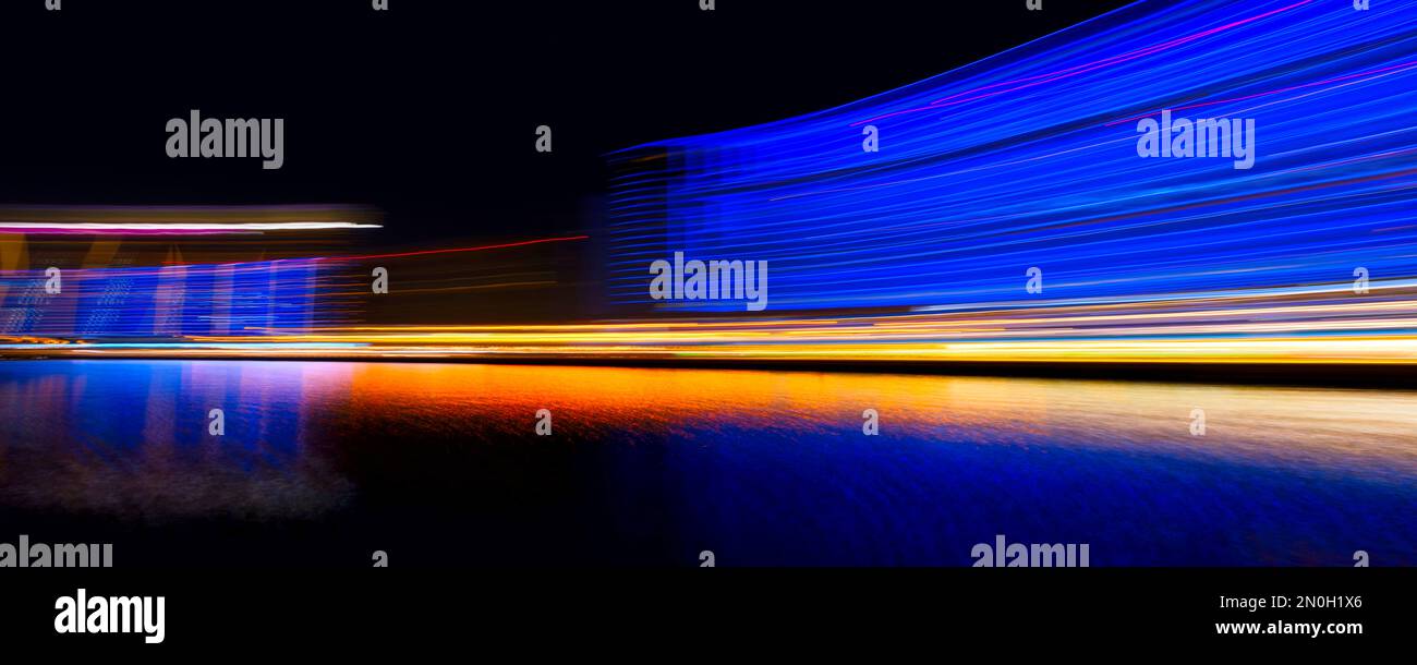 Abstract  Motion Speed Light in night Dubai Stock Photo