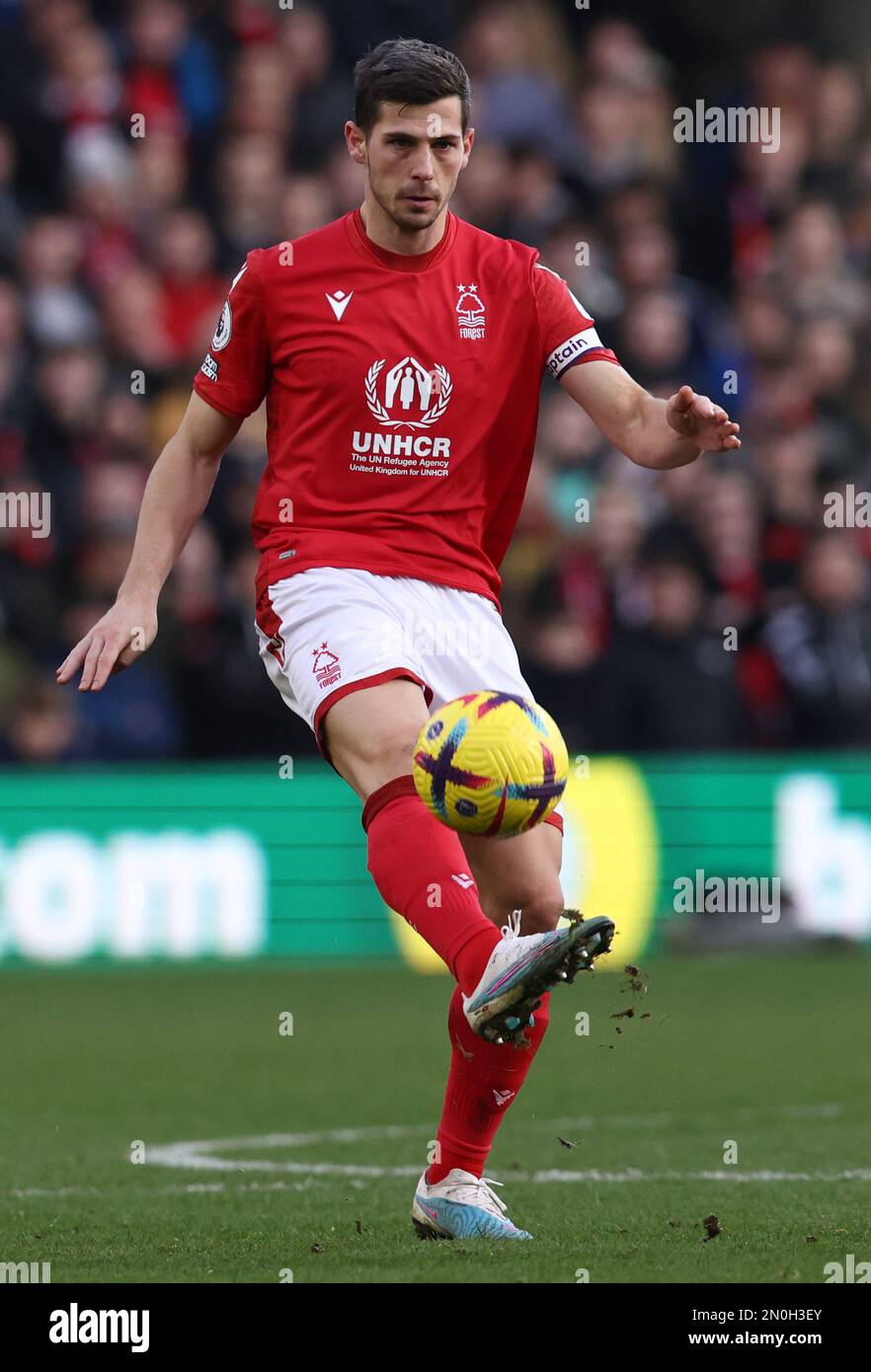 Nottingham, UK. 4th Feb, 2023. Remo Freuler of Nottingham Forest during the Premier League match at the City Ground, Nottingham. Picture credit should read: Darren Staples/Sportimage Credit: Sportimage/Alamy Live News Stock Photo