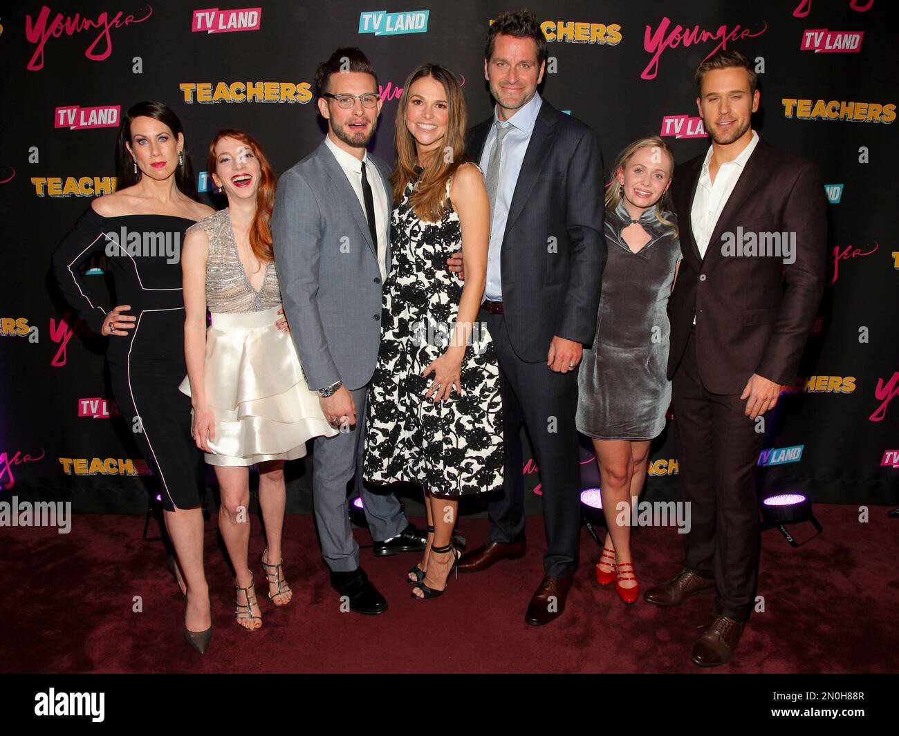 Miriam Shor, from left, Molly Bernard, Nico Tortorella, Sutton Foster