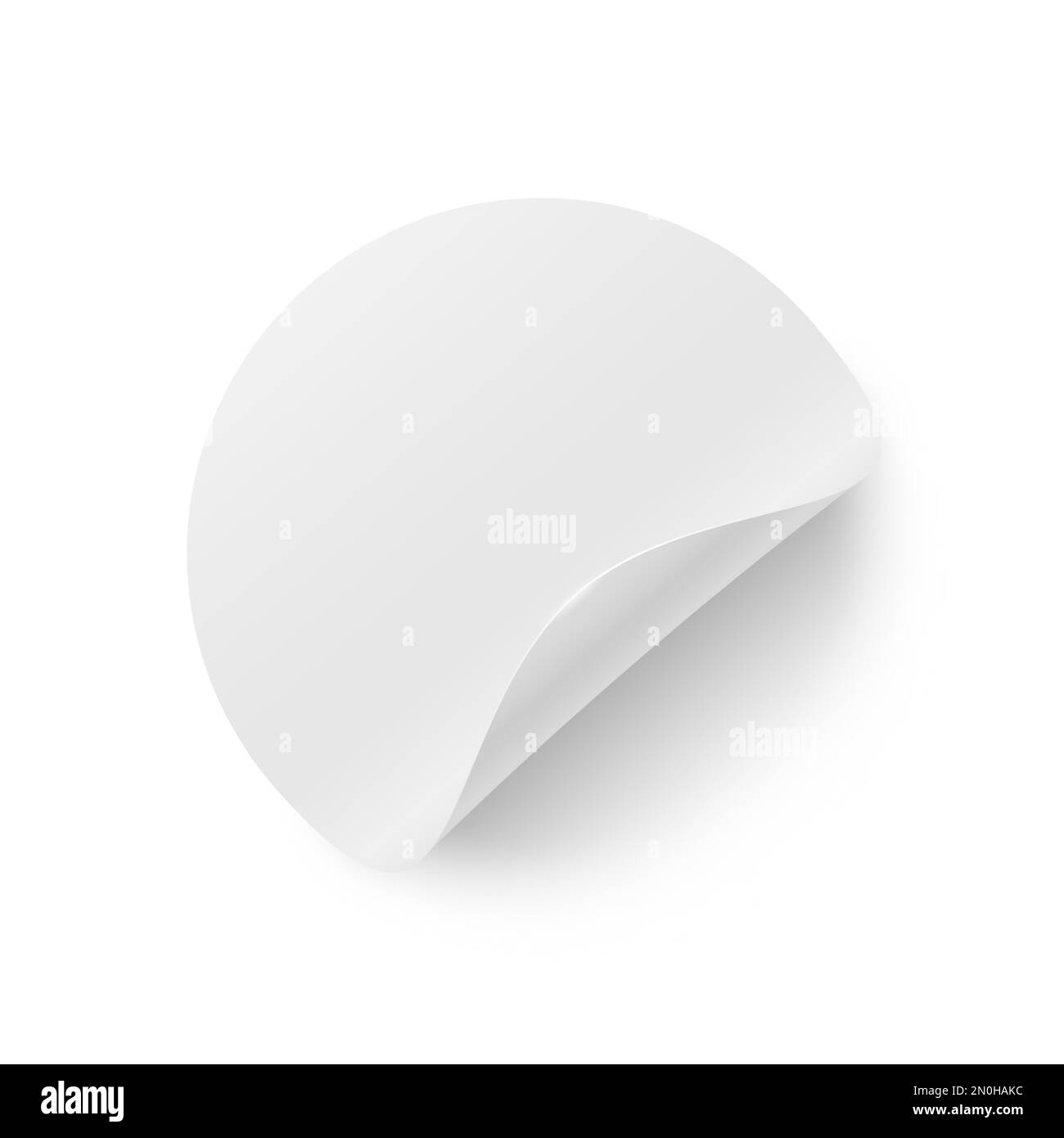 Paper round sticker with a curved corner on a white background Stock