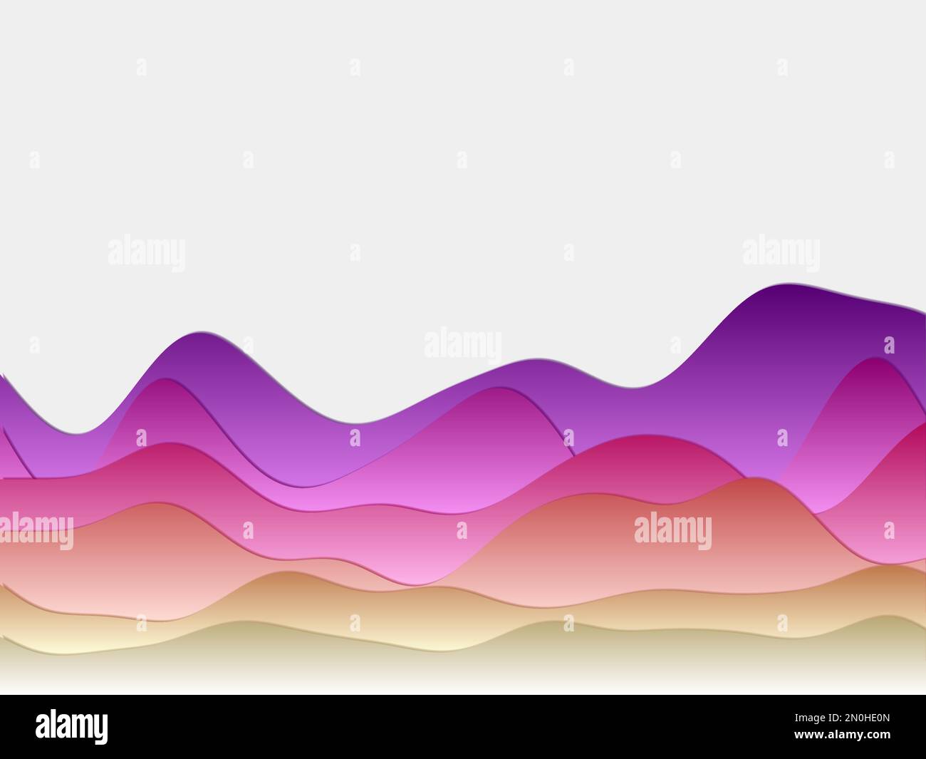 Abstract mountains background. Curved layers in sunset colors. Papercut ...