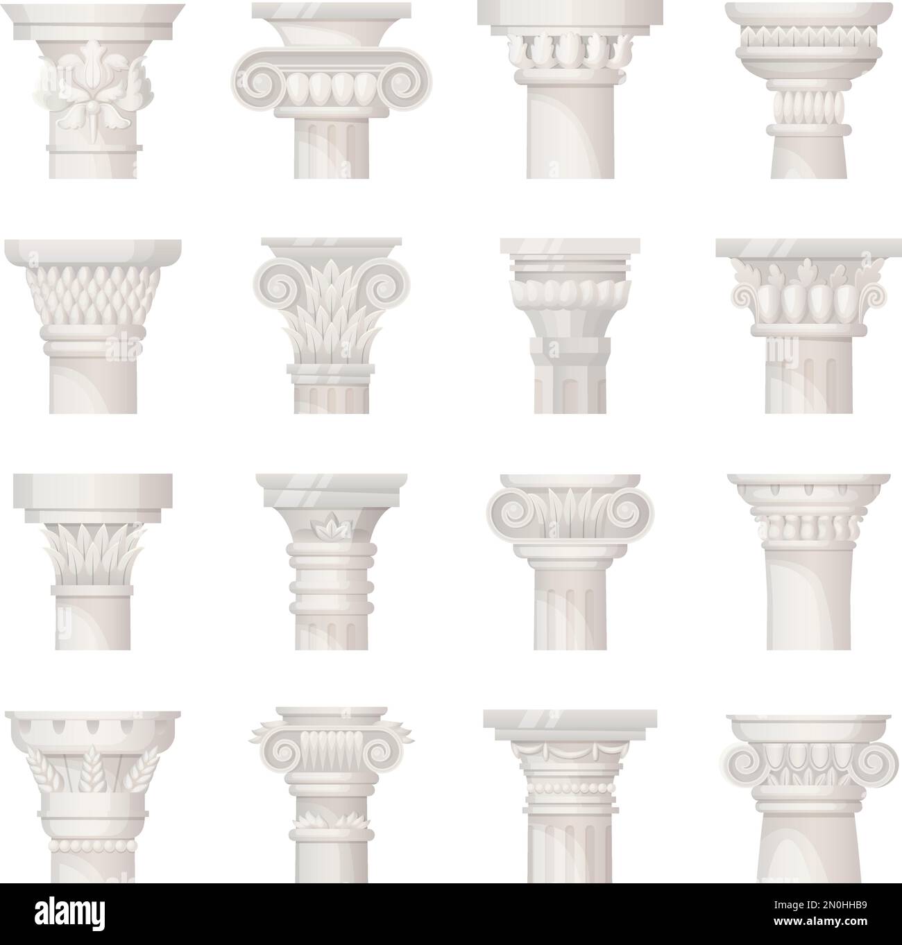 Top of column. Corinthian doric greek rome capital pillars, columns of