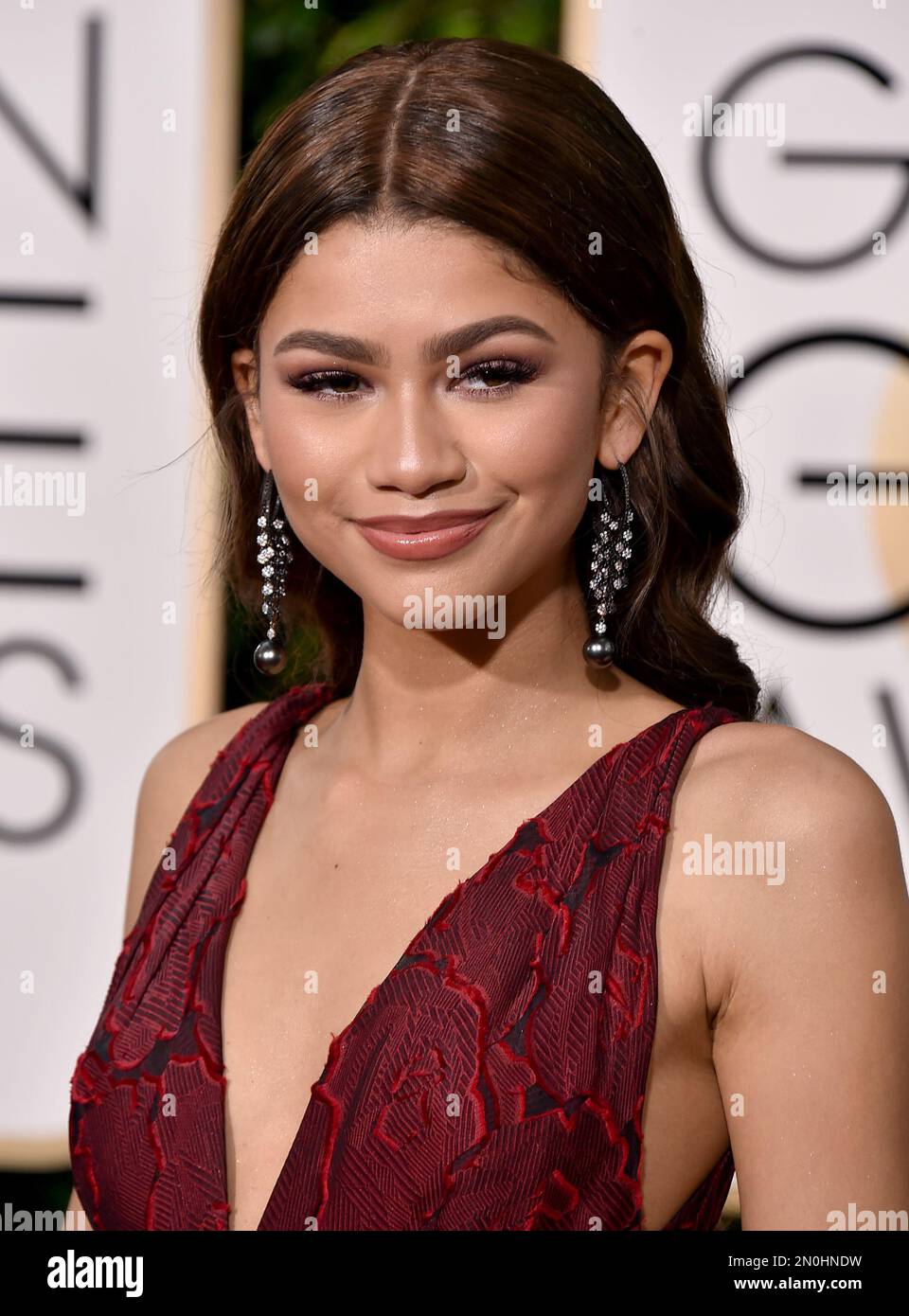 Zendaya arrives at the 73rd annual Golden Globe Awards on Sunday, Jan